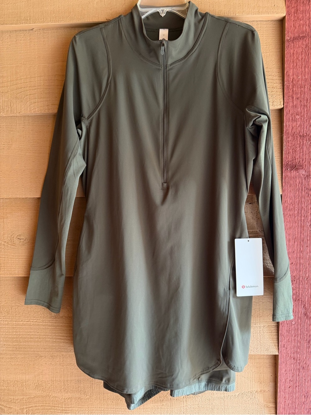 NWT Lululemon Nulux Long-Sleeve Tennis Dress Dark Olive Green 12